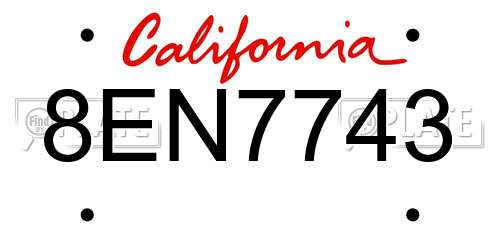 8EN7743 California License Plate