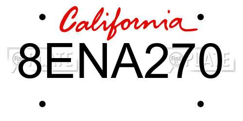 8ENA270 California License Plate