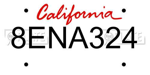 8ENA324 California License Plate