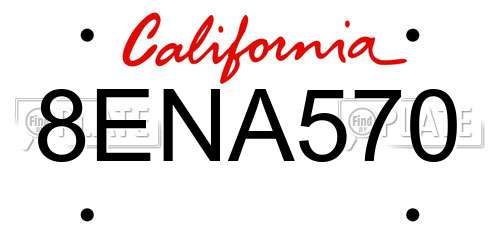 8ENA570 California License Plate