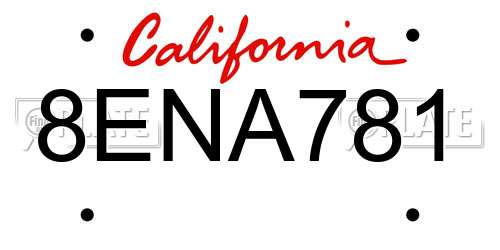 8ENA781 California License Plate