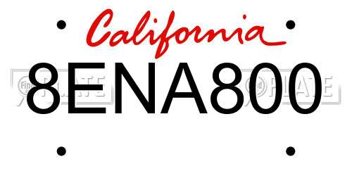 8ENA800 California License Plate