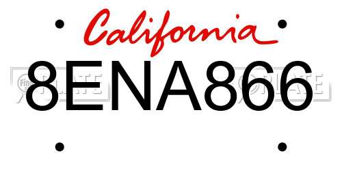 8ENA866 California License Plate