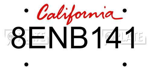 8ENB141 California License Plate