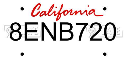 8ENB720 California License Plate