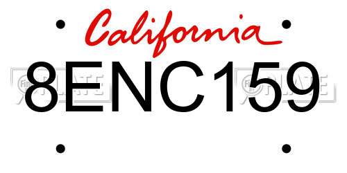 8ENC159 California License Plate