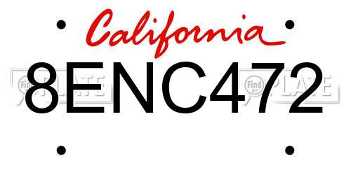 8ENC472 California License Plate