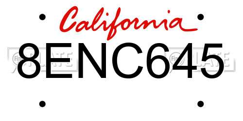 8ENC645 California License Plate