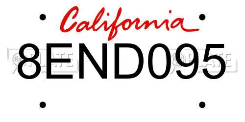 8END095 California License Plate