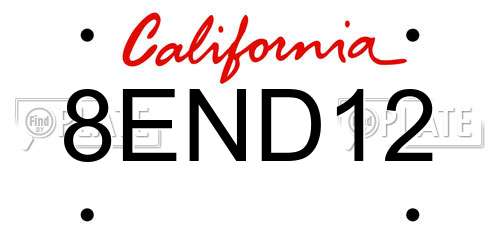 8END12 California License Plate