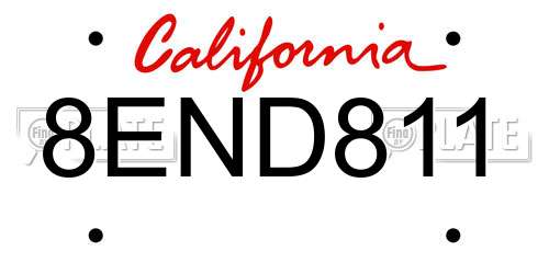 8END811 California License Plate