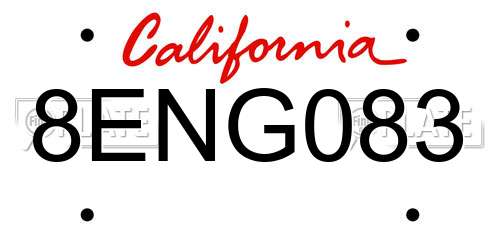 8ENG083 California License Plate