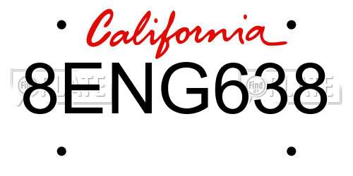 8ENG638 California License Plate