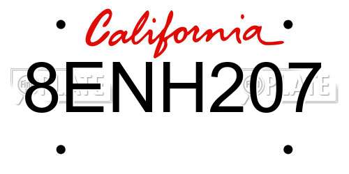 8ENH207 California License Plate
