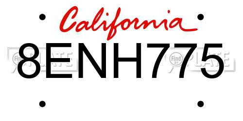 8ENH775 California License Plate