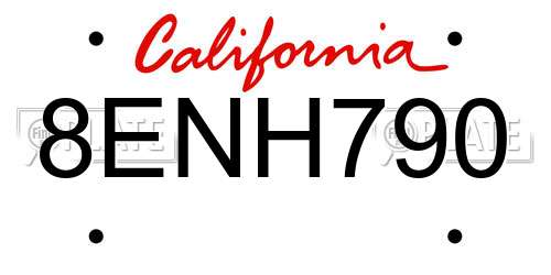 8ENH790 California License Plate