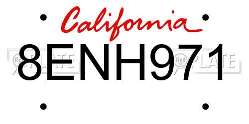 8ENH971 California License Plate