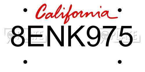 8ENK975 California License Plate
