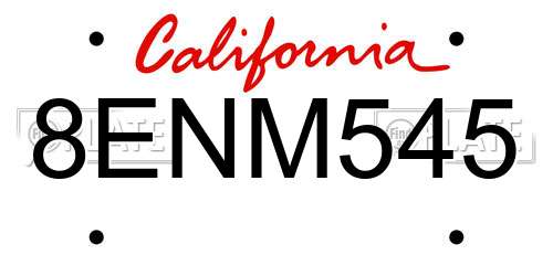 8ENM545 California License Plate