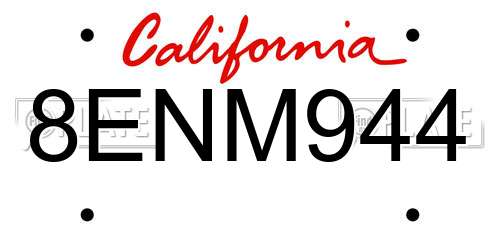 8ENM944 California License Plate