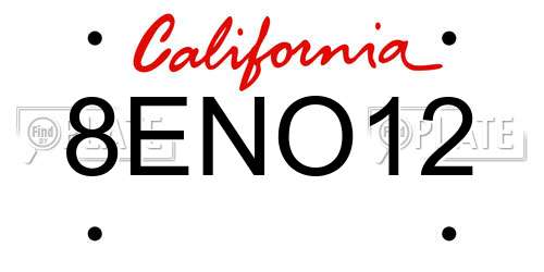 8ENO12 California License Plate