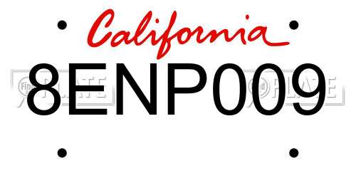 8ENP009 California License Plate