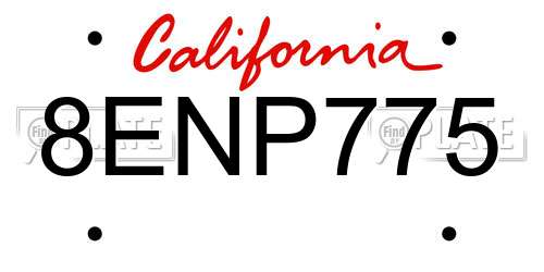 8ENP775 California License Plate