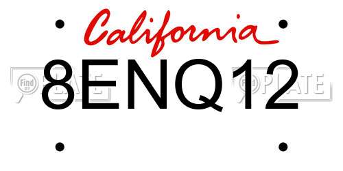 8ENQ12 California License Plate