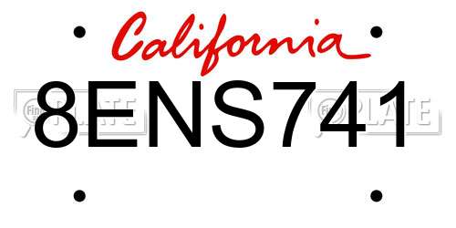 8ENS741 California License Plate
