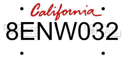 8ENW032 California License Plate