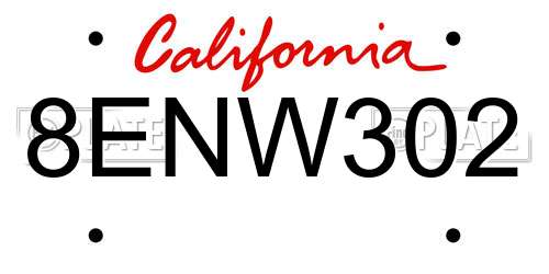 8ENW302 California License Plate