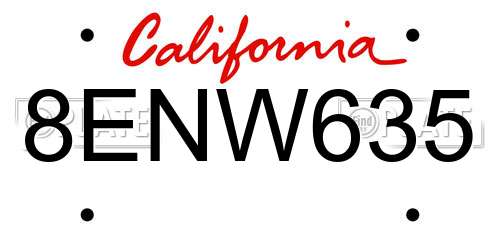 8ENW635 California License Plate