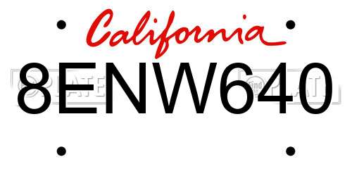 8ENW640 California License Plate
