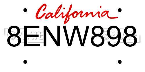8ENW898 California License Plate