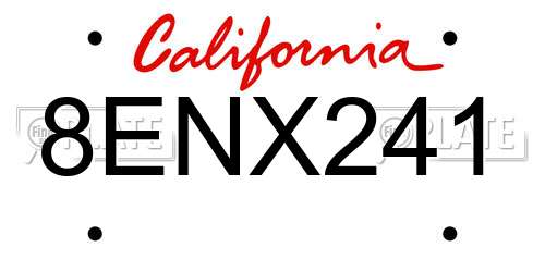 8ENX241 California License Plate