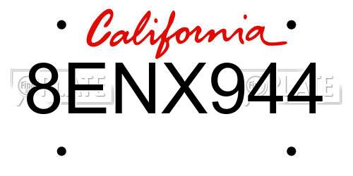 8ENX944 California License Plate
