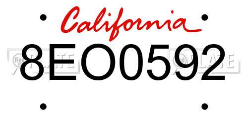 8EO0592 California License Plate
