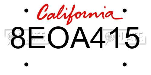 8EOA415 California License Plate