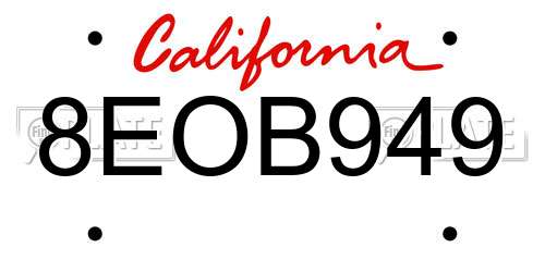 8EOB949 California License Plate