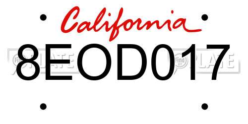 8EOD017 California License Plate