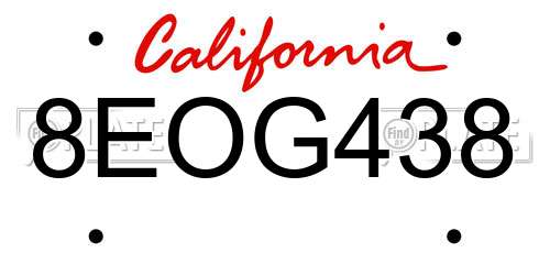 8EOG438 California License Plate