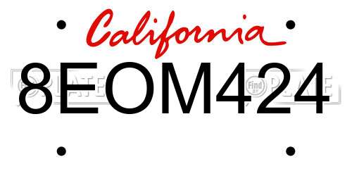 8EOM424 California License Plate