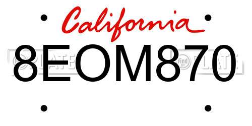8EOM870 California License Plate