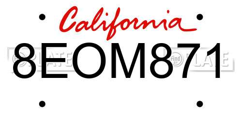 8EOM871 California License Plate