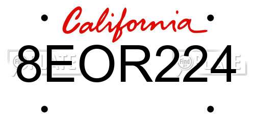 8EOR224 California License Plate