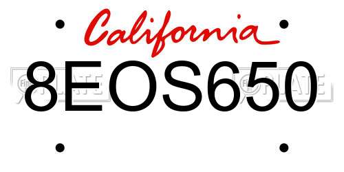 8EOS650 California License Plate