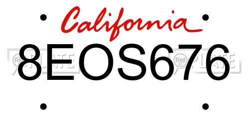 8EOS676 California License Plate