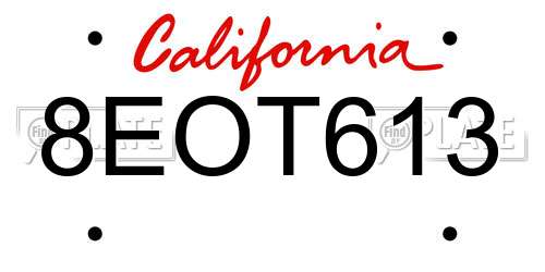 8EOT613 California License Plate