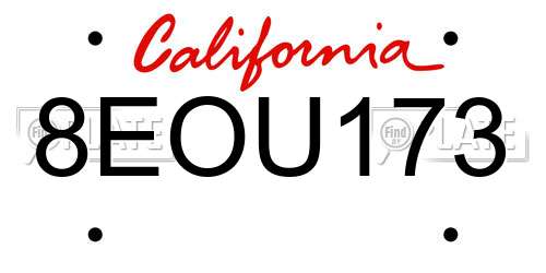 8EOU173 California License Plate