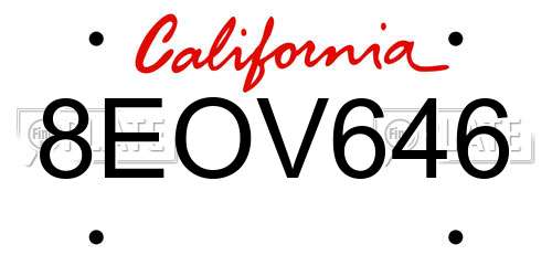 8EOV646 California License Plate
